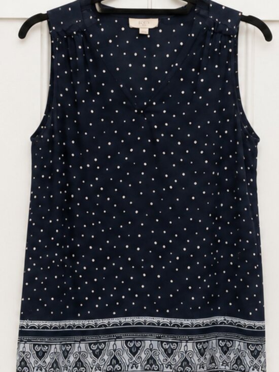 LOFT Tops - LOFT Navy Polka Dot Sleeveless Blouse Size Small Flowy Minimalist Tank Top